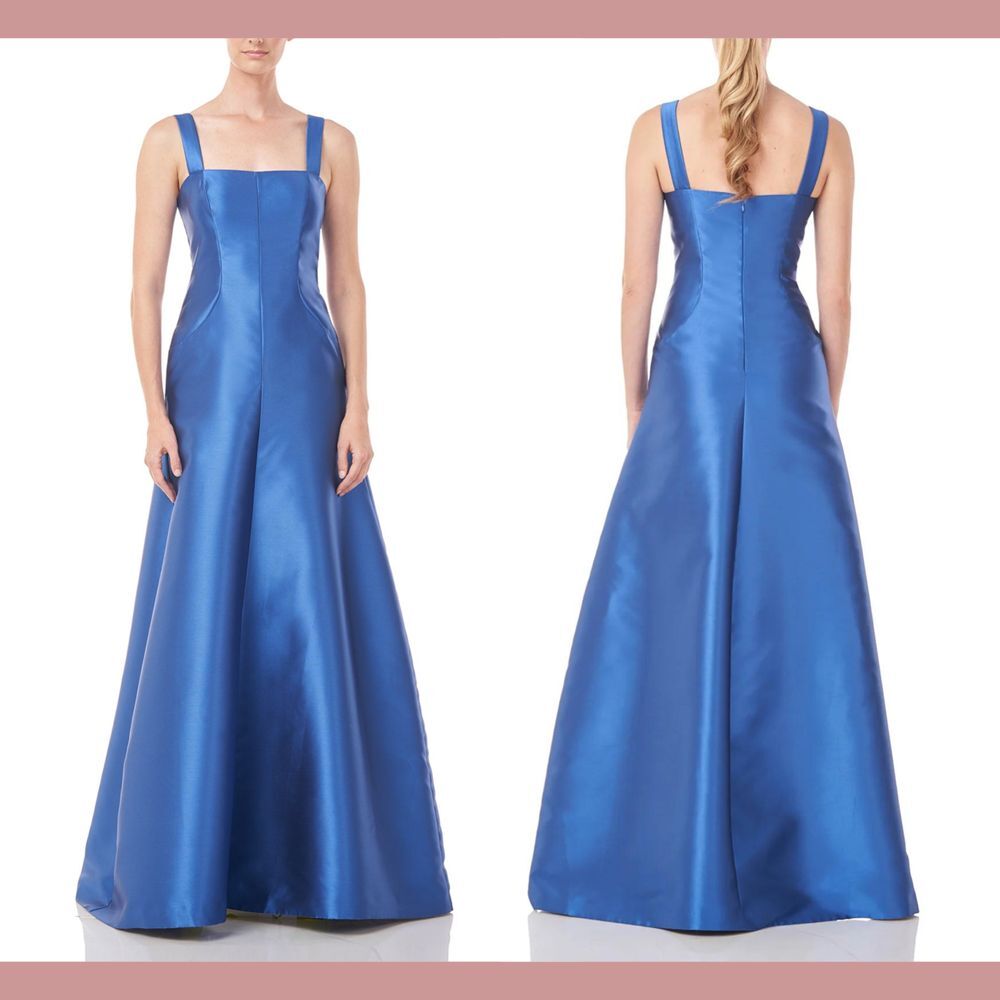 NWT $348 Kay Unger [ 4 ] 5516719 Tatiana Flared Sapphire Blue Gown #Q968‎